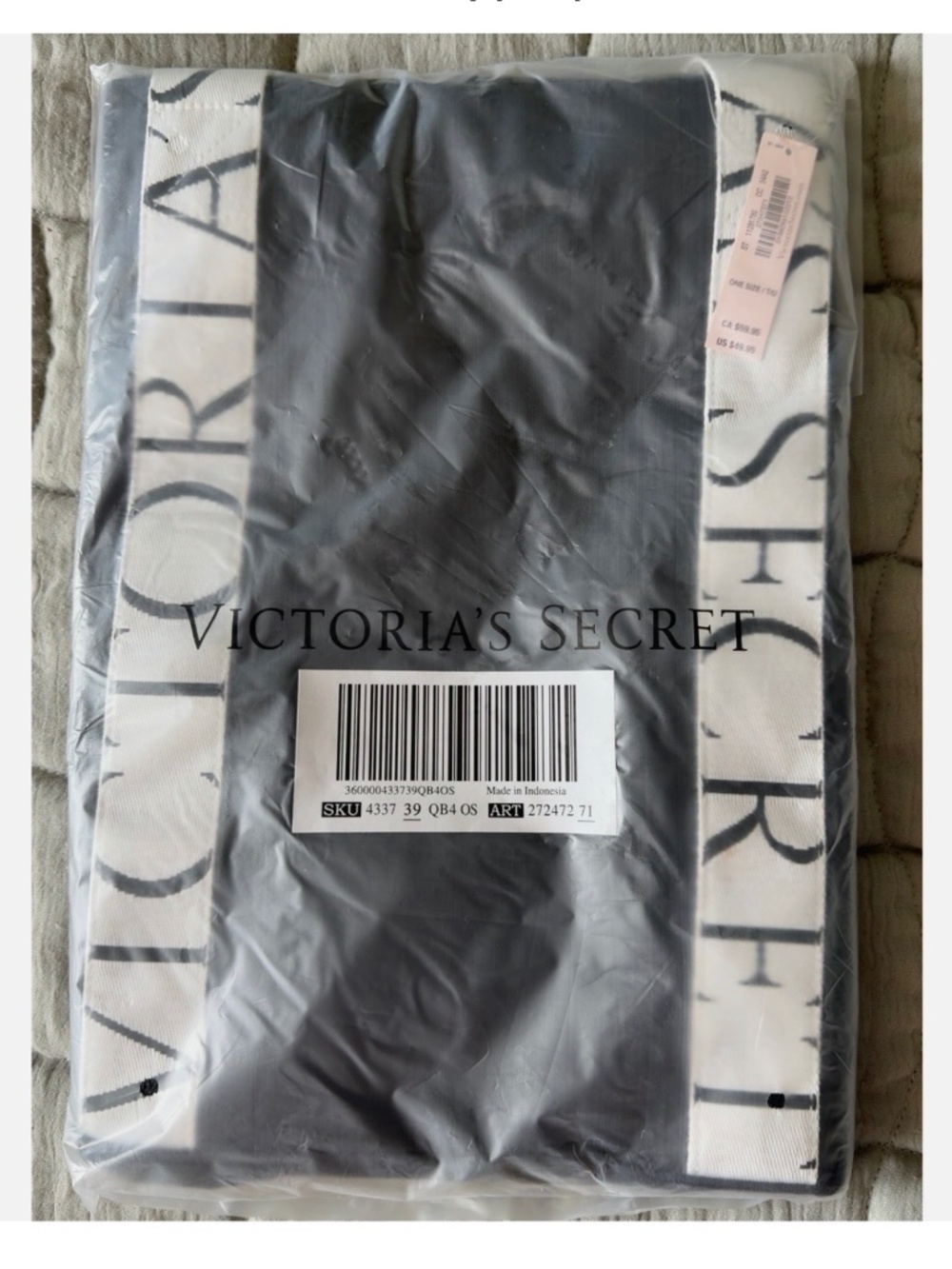 Victoria’s Secret Black White Logo Tote Bag Shopper NWT Sealed